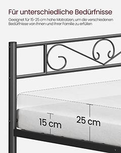 Μεταλλικός σκελετός κρεβατιού Vasagle, Μαύρο, 198x141.8x87 cm