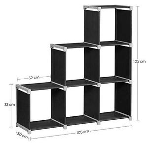 Σετ 6 κύβοι αποθήκευσης, Songmics, LSN63H, Μαύρο, 11 x 41 x 41 cm