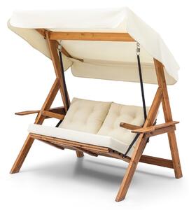 Διπλή Κούνια Κήπου Galata Swing S2, Κρεμ, 160x195x120 cm