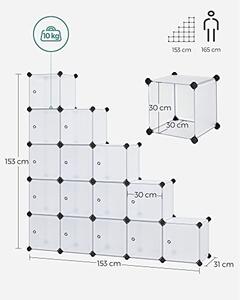 Σετ 15 αρθρωτά κουτιά αποθήκευσης, Songmics, Λευκό, 123x31x123 cm