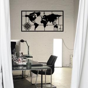 Μεταλλικός πίνακας World Μαύρο 121x60 cm