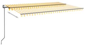 VidaXL Τέντα Αυτόματη με LED & Αισθ. Ανέμου Κίτρινο/Λευκό 500x300 εκ