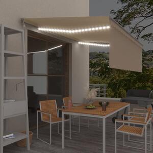 VidaXL Τέντα Αυτόματη με Σκίαστρο/LED/Αισθ. Ανέμου Κρεμ 4,5 x 3 μ