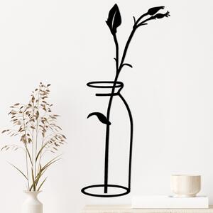 Μεταλλικός πίνακας Flower Μαύρο 33x0.15x71 cm