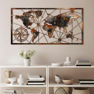 Μεταλλικός πίνακας World Πολύχρωμος 120x60x1.5 cm