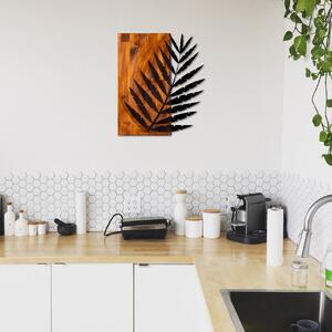 Πίνακας από ξύλο και μέταλλο Leaf Καρυδί 50x58 cm