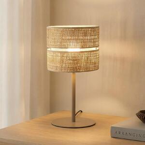 TK Lighting Λάμπα τραπεζιού Calma, μπεζ, λινάρι, ύψος 38 cm, E27, Μπεζ, Σαλόνι / τραπεζαρία, Άλλα υλικά