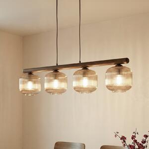 TK Lighting Κρεμαστό φωτιστικό Salvia, καφέ/κονιάκ, γυαλί, μήκος 95 cm, E14, ρυθμιζόμενος, Ξύλου, Σαλόνι / τραπεζαρία, Γυαλί
