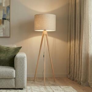 TK Lighting Φωτιστικό δαπέδου Grand, μπεζ/πεύκο, ύψος 145 cm, E27, Ξύλου, Σαλόνι / τραπεζαρία, Ξύλο, σύγχρονο, Τρίποδο