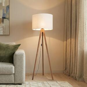 TK Lighting Φωτιστικό δαπέδου Grand, κρεμ/καρυδιά, ύψος 145 cm, E27, Ξύλου, Σαλόνι / τραπεζαρία, Ξύλο, σύγχρονο, Τρίποδο