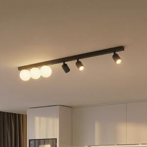 TK Lighting Φωτιστικό οροφής Vox, 6 λάμπες, γυαλί, μαύρο, μήκος 159 cm, ρυθμιζόμενος, Μαύρο, Σαλόνι / τραπεζαρία, Γυαλί