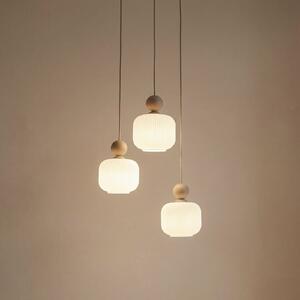TK Lighting Κρεμαστό φωτιστικό Ballo, 3 φλόγες, λευκό, γυαλί, Ø 35 cm, ρυθμιζόμενος, Μπεζ, Σαλόνι / τραπεζαρία, Γυαλί