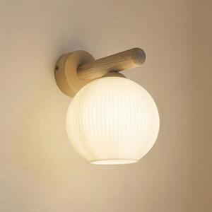 TK Lighting Φωτιστικό τοίχου Virlo, ξύλο, γυαλί οπαλίνα, ύψος 20 cm, E14, ρυθμιζόμενος, Λευκό, Σαλόνι / τραπεζαρία, Γυαλί