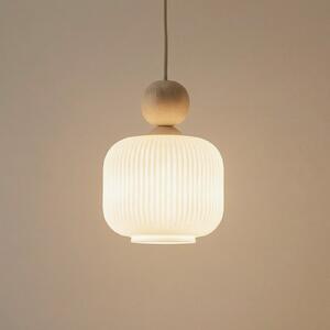 TK Lighting Κρεμαστό φωτιστικό Ballo, 1 λάμπα, λευκό, γυαλί, Ø 15 cm, E14, ρυθμιζόμενος, Μπεζ, Σαλόνι / τραπεζαρία, Γυαλί