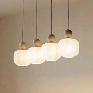 TK Lighting Κρεμαστό φωτιστικό Ballo, 4 λάμπες, μπεζ, γυαλί, μήκος 80 cm, ρυθμιζόμενος, Μπεζ, Σαλόνι / τραπεζαρία, Γυαλί