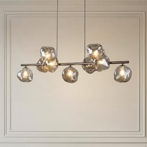 TK Lighting Κρεμαστό φωτιστικό Lava, καφέ, 9 λαμπτήρες, γυαλί, μήκος 116 cm, G9, ρυθμιζόμενος, Καφέ / Σκουριάς, Σαλόνι / τραπεζαρία, Γυαλί