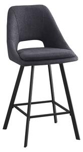 Σκαμπό μπαρ Initiate material teddy σκούρο γκρι με πόδια metalice negre 48x56x98 cm