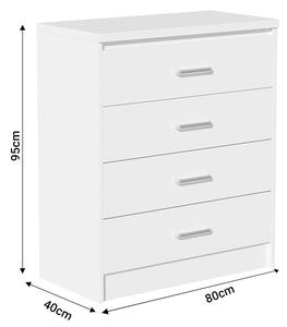 Συρταριέρα Olympus με 4 συρτάρια χρώμα Λευκό 80x40x95 cm