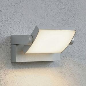 Lindby Εξωτερικός φωτιστικός τοίχου LED Sherin, ανοιχτό γκρι, IP54, με, Γκρι, Αλουμίνιο, σύγχρονο