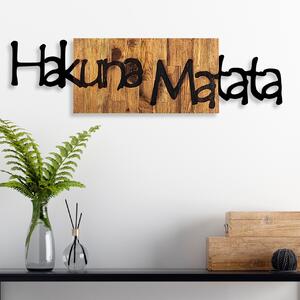 Διακοσμητικό Τοίχου από Ξύλο και Μέταλλο Hakuna Matata 4, Μαύρο, 108x3x30 cm