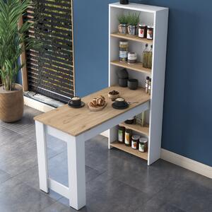 Τραπέζι κουζίνας με ράφια JA102 Καρυδί 120x153.6x53.8 cm