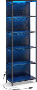 Βιβλιοθήκη με φωτισμό LED Vasagle, Μαύρο, 60x30.3x178 cm