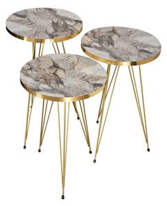 Σετ βοηθητικά τραπεζάκια 3 τεμ. Wakmi Pako World Χρυσό 33x33x55 cm