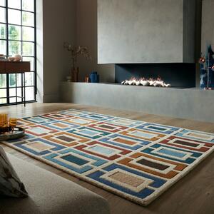 Χαλί Illusion Retro Blocks Μπλε 160X230 cm, Flair Rugs