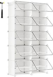 Αρθρωτή παπουτσοθήκη Λευκό Songmics 82x32x152 cm