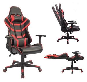 BF9050 Gaming Πολυθρόνα Γραφείου, Ανάκλιση Πλάτης έως 90°, Pu Μαύρο - Κόκκινο