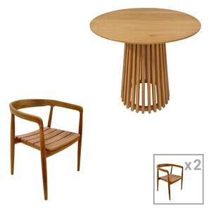 Σετ τραπεζαρίας Nooby-Kenda, Pako World, 3 τεμάχια, Φυσικό, 80x80x75 cm