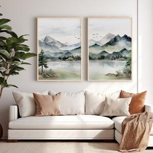 Σετ 2 πίνακες Crelo Πολύχρωμο 33x1.5x48 cm