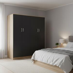 Ντουλάπα με 4 Πόρτες, Athos I, V1, Ανθρακί-Δρυς, 160x42x180 cm