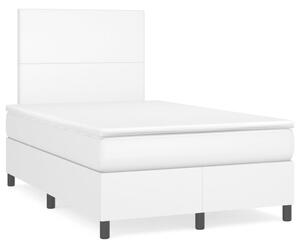 VidaXL Κρεβάτι Boxspring με Στρώμα & LED Λευκό 120x190 εκ. Συνθ. Δέρμα