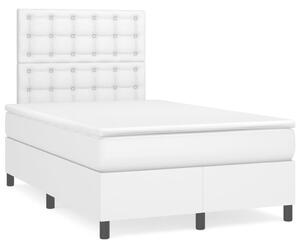 VidaXL Κρεβάτι Boxspring με Στρώμα & LED Λευκό 120x190 εκ. Συνθ. Δέρμα