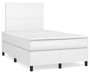 VidaXL Κρεβάτι Boxspring με Στρώμα Λευκό 120x190εκ.από Συνθετικό Δέρμα