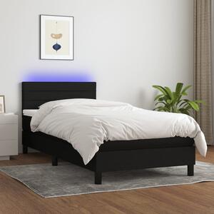 VidaXL Κρεβάτι Boxspring με Στρώμα & LED Μαύρο 100x200 εκ. Υφασμάτινο