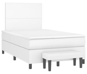 VidaXL Κρεβάτι Boxspring με Στρώμα Λευκό 120x190εκ.από Συνθετικό Δέρμα