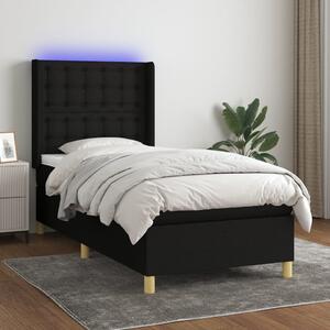 VidaXL Κρεβάτι Boxspring με Στρώμα & LED Μαύρο 100x200 εκ. Υφασμάτινο