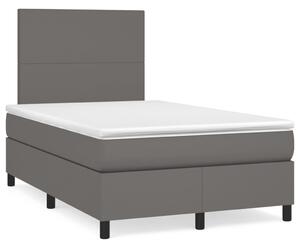 VidaXL Κρεβάτι Boxspring με Στρώμα & LED Γκρι 120x190 εκ. Συνθ. Δέρμα