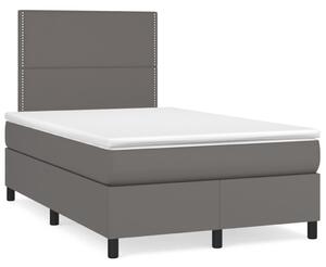 VidaXL Κρεβάτι Boxspring με Στρώμα & LED Γκρι 120x190 εκ. Συνθ. Δέρμα