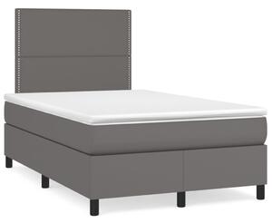 VidaXL Κρεβάτι Boxspring με Στρώμα Γκρι 120x190εκ. από Συνθετικό Δέρμα