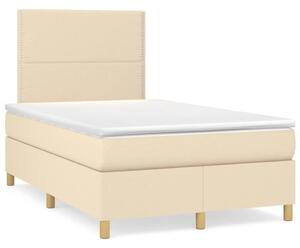 VidaXL Κρεβάτι Boxspring με Στρώμα Κρεμ 120x190 εκ. Υφασμάτινο