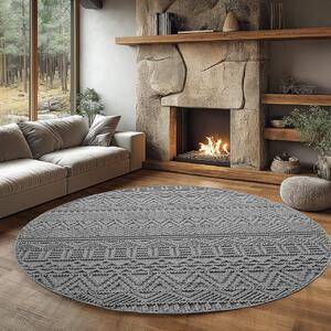 Στρογγυλό Χαλί Helix etno V3 Ασημί 120x120 cm