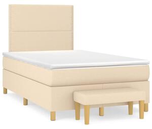 VidaXL Κρεβάτι Boxspring με Στρώμα Κρεμ 120x190 εκ. Υφασμάτινο