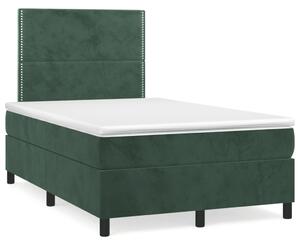 VidaXL Κρεβάτι Boxspring με Στρώμα Σκούρο Πράσινο 120x190εκ. Βελούδινο