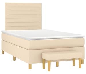 VidaXL Κρεβάτι Boxspring με Στρώμα Κρεμ 120x190 εκ. Υφασμάτινο