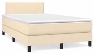 VidaXL Κρεβάτι Boxspring με Στρώμα & LED Κρεμ 120x190 εκ. Υφασμάτινο