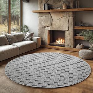 Στρογγυλό Χαλί Helix V4 Ασημί 200x200 cm
