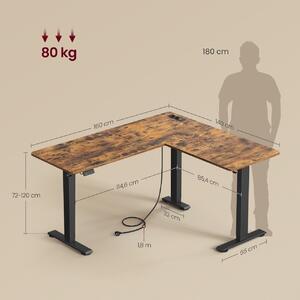 Ρυθμιζόμενο γωνιακό γραφείο Vasagle Καφέ 140x160x120 cm